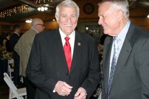 Salado Mayor Skip Blancett (right) was named the 2015 Citizen of the Year by the Salado Chamber of Commerce on Jan. 28. He is shown above with U.S. Congressman John Carter, of Round Rock.